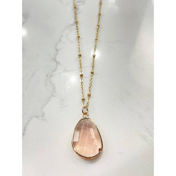 Precious Treasure Rose Gold Crystal Pendant Gold Necklace - Picture 2 of 2